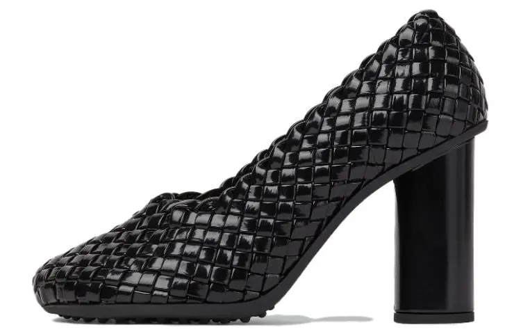 Bottega Veneta Atomic Leather Chunky Heel High Heels 9cm Women's Black