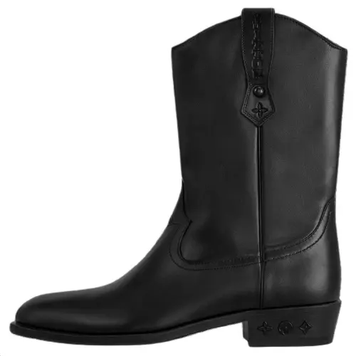 LOUIS VUITTON Rider Cow Leather Ankle Boots Men's Black