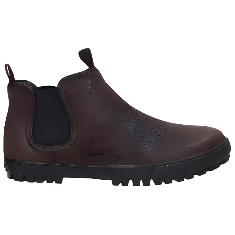 EMPORIO ARMANI Leather Ankle Length Chelsea Boots Men's Brown