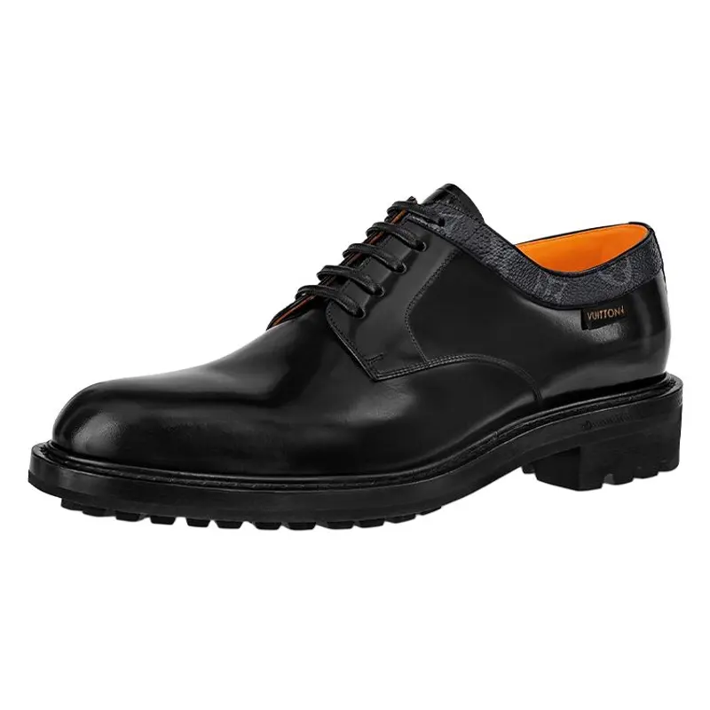 LOUIS VUITTON Voltaire Derby Shoes 'Black With Monogram Colar'
