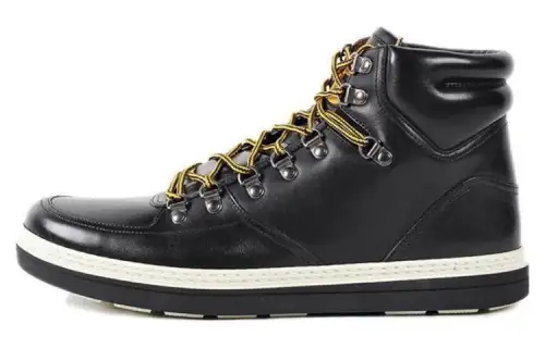 GUCCI Leather High top Skateboard Shoes Men's Black