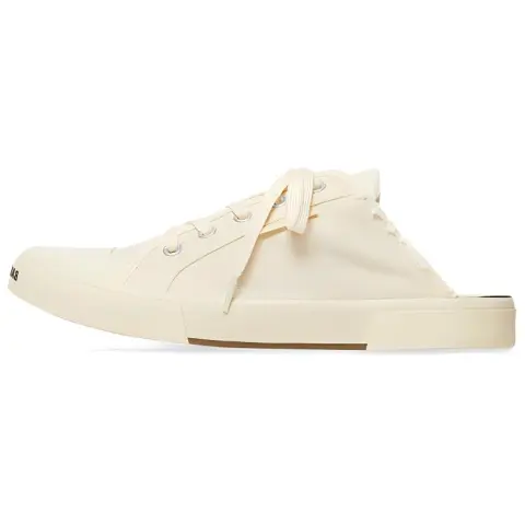 Balenciaga Paris Mules 'White Destroyed Cotton And White Rubber'