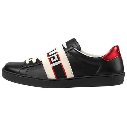 GUCCI ACE Leather Stylish Skateboarding Shoes Men's Black