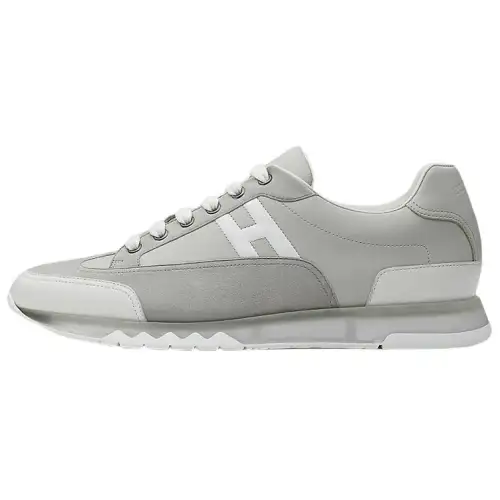 HERMES Trail Leather, Suede Low top Casual Shoes Men's Gray