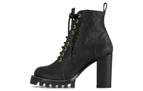 LOUIS VUITTON Star Trail Cow Leather Ankle Boots 8cm Women's Black