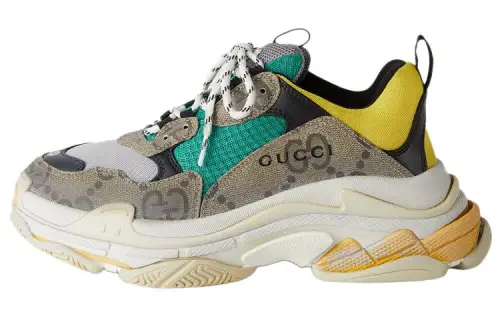 GUCCI x Balenciaga Triple S Low top Chunky Sneakers Men's Khaki Brown