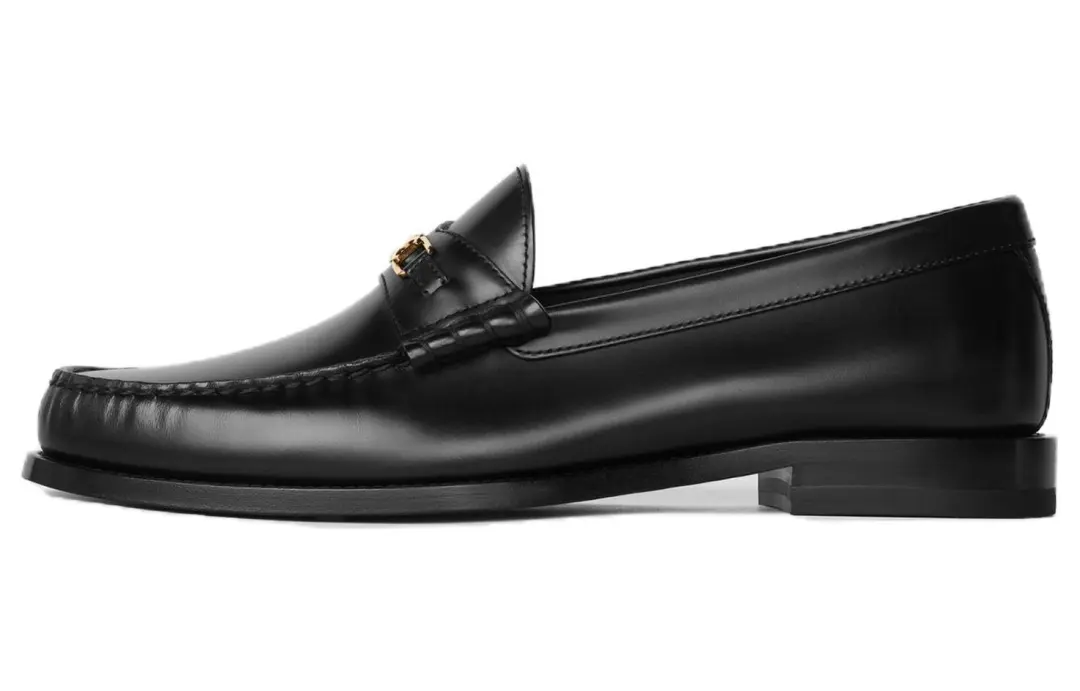 CELINE Triomphe Cow Leather Loafers Men's Black