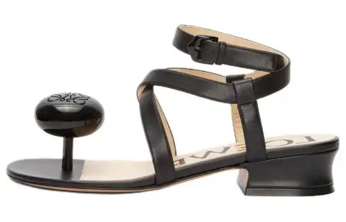 LOEWE Calle Pebble Sheepskin One Strap Sandals 2.5cm Women's Black