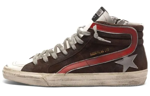Golden Goose Stylish Skateboarding Shoes Men's Brown Distressed