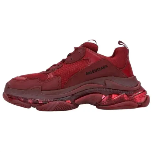Balenciaga Triple S Low top Chunky Sneakers Men's Burgundy