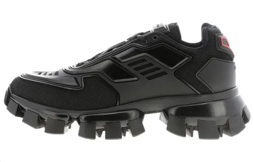 PRADA Leather Cushioning Low top Sports Casual Shoes Men's Black