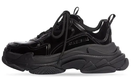 Balenciaga Triple S Lace Up Low top Chunky Sneakers Women's Black