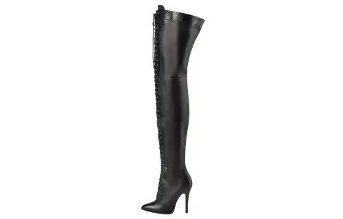 GUCCI Leather Knee High Boots 10cm Women's Black