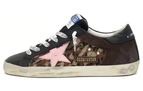 Golden Goose Super Star Low top Stylish Skateboarding Shoes Women's Leopard Print Black