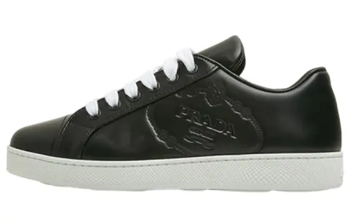 PRADA Cow Leather Low top Stylish Skateboarding Shoes Women's Black