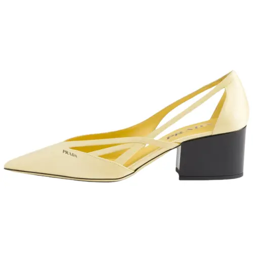 PRADA Chunky Heel High Heels 5.5cm Women's Yellow