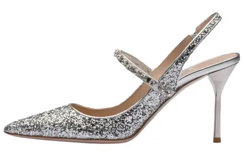 MIU MIU Slim Heel High Heels Women's Silver Glitter