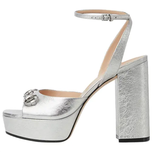 Gucci Wmns Horsebit Platform Sandal 'Silver' Women's