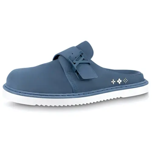 LOUIS VUITTON Easy Abrasion Resistant Slip Resistant Closed Toe Slippers Men's Blue