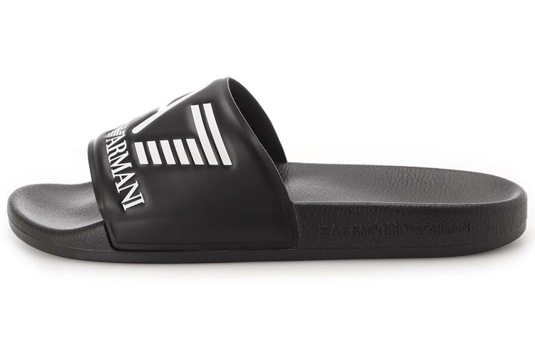 EMPORIO ARMANI Armani EA7 logo printed flip-flops, same style for men and women, black