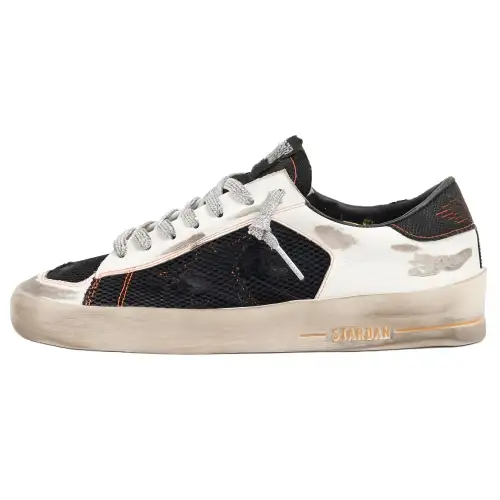 Golden Goose Stardan Stylish Skateboarding Shoes Men's Black White Distressed