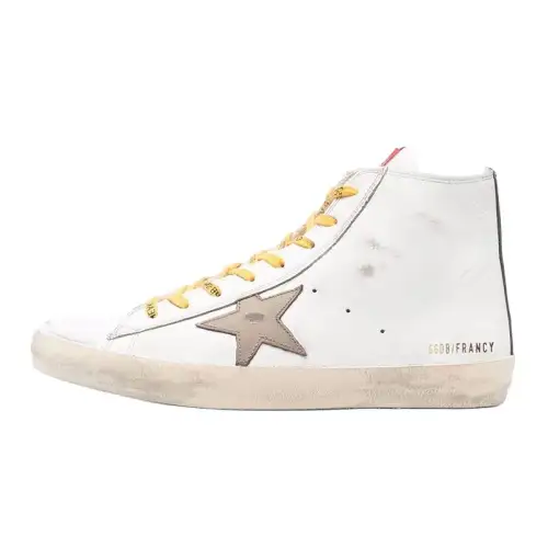 Golden Goose Francy Leather High top Skateboard Shoes Men's White Distressed