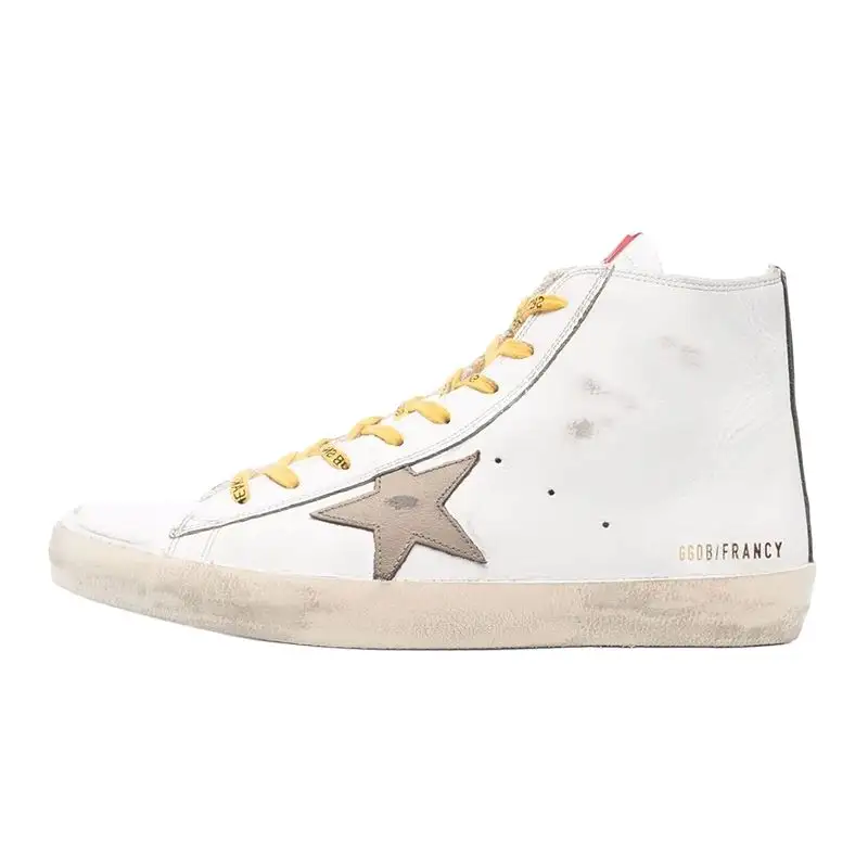 Golden Goose Francy Leather High top Skateboard Shoes Men's White Distressed