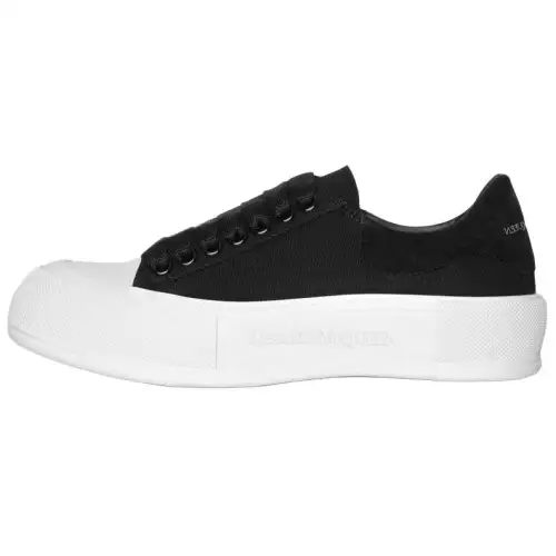 Alexander McQueen Deck Lace Up Plimsoll 'Black White Sole' Women's