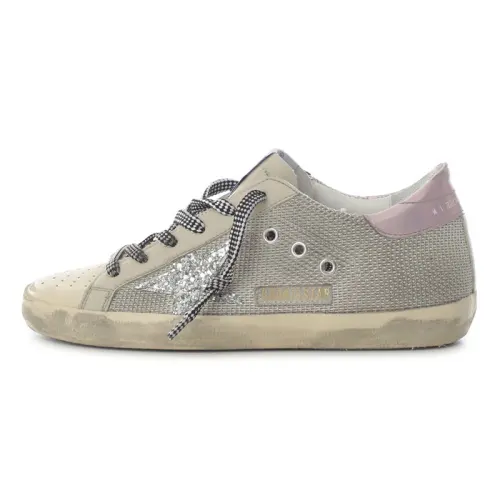 Golden Goose Super Star Low top Skateboard Shoes Women's Silver Distressed