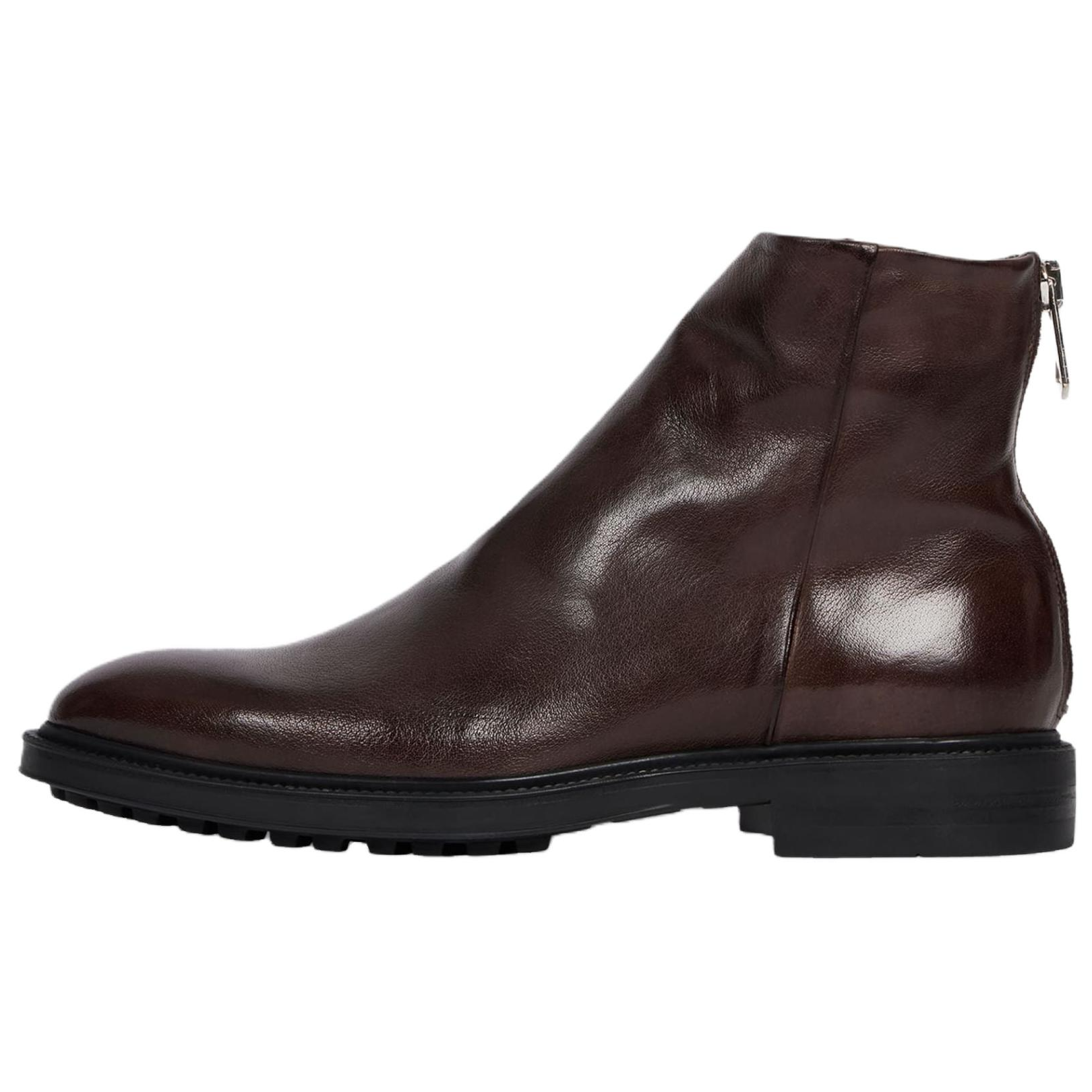 Paul Smith Paul Smith Nik cow leather round toe zipper boots men's brown
