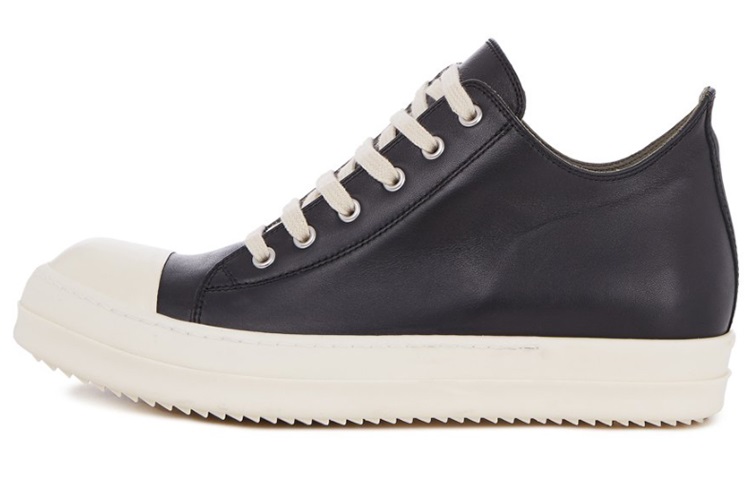 RICK OWENS/RO Phlegethon Cow Leather Platform Low top Stylish Skateboarding Shoes Men's Black White