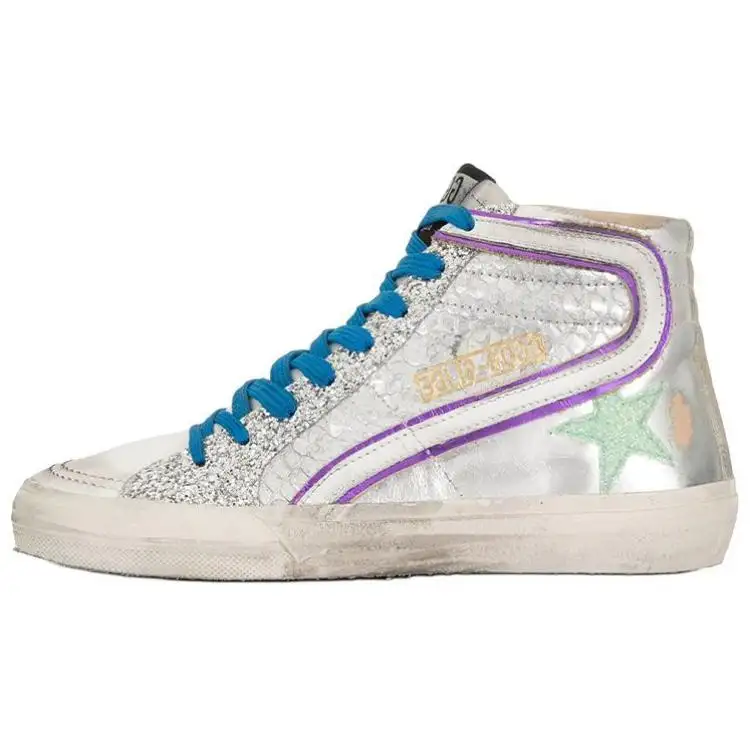 Golden Goose Slide Skateboard Shoes Women's High Top Multicolor