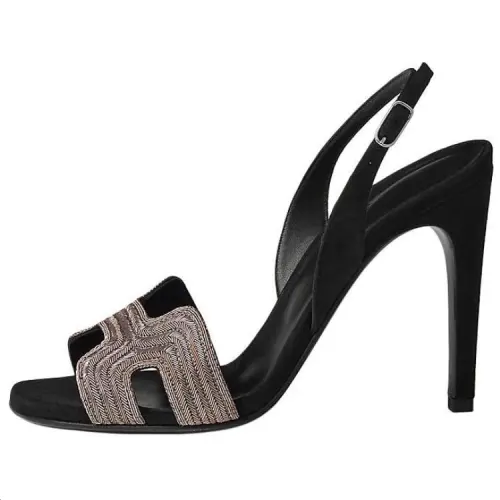 HERMES Holy One Strap Sandals 10.5cm Women's Gray Black