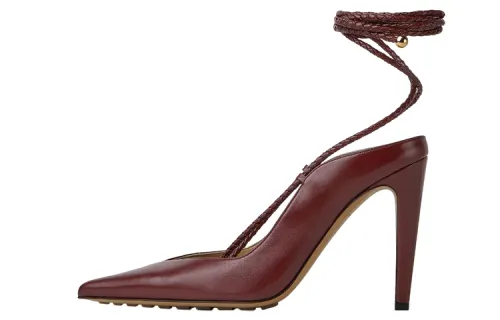 Bottega Veneta Sheepskin Slim Heel High Heels 10cm Women's Cherry