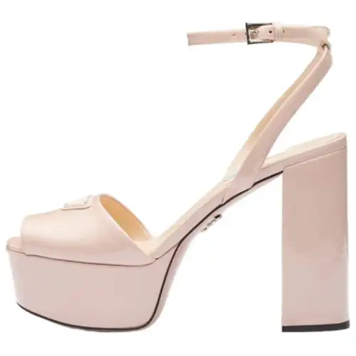 PRADA Triangle-logo Patent Leather Sandals