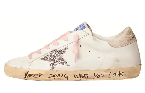 Golden Goose Super Star Leather Low top Stylish Skateboarding Shoes Women's White Distressed