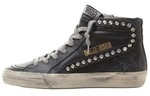 Golden Goose Slide Distressed Studded Sneakers