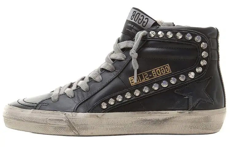Golden Goose Slide Distressed Studded Sneakers