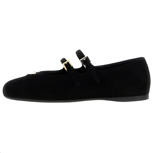 PRADA Triangle Flat Mary Jane Shoes Women's Black