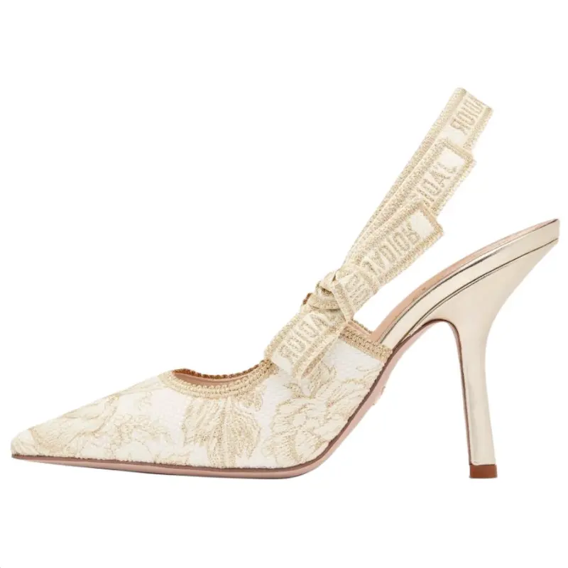 DIOR J'Adior Scarpin Cotton Fabric Slim Heel High Heels 10cm Women's Beige