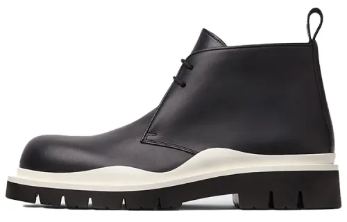 Bottega Veneta Tire Ankle Boots Men's Black White