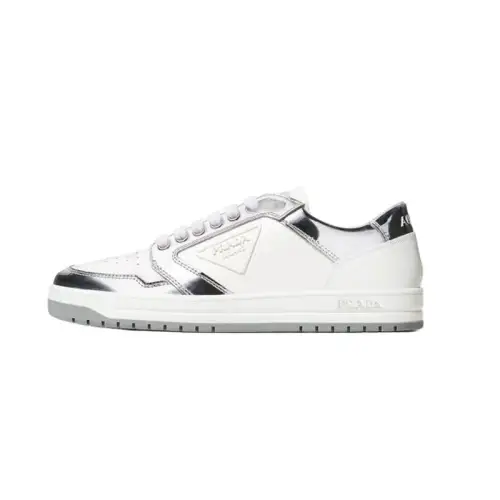 PRADA District Leather Sneakers 'White Silver' Women's