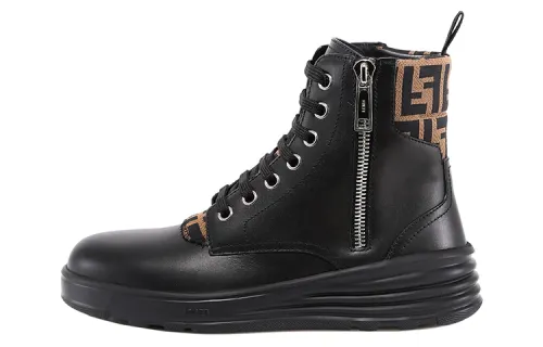 FENDI Leather Ankle Boot 'FF Logo - Black Brown'