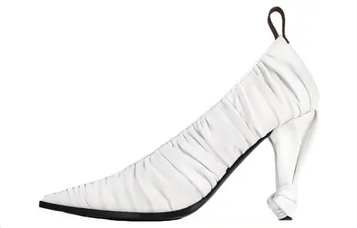 LOUIS VUITTON Sheepskin Slim Heel High Heels 9.5cm Women's White