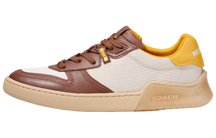 COACH CitySole Court Casual Low top Stylish Skateboarding Shoes Men's Brown Yellow White