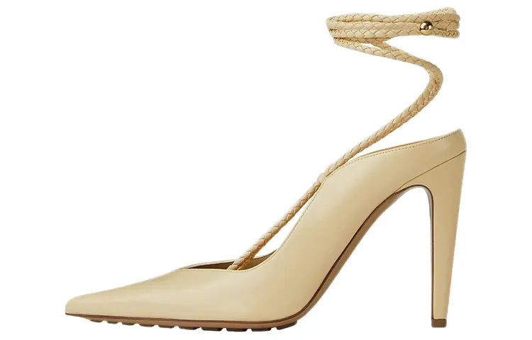 Bottega Veneta Spritz Leather Slim Heel High Heels 10cm Women's Beige