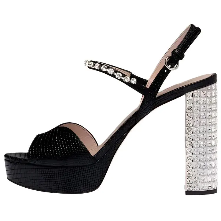 MIU MIU Leather One Strap Sandals 11cm Women's Black