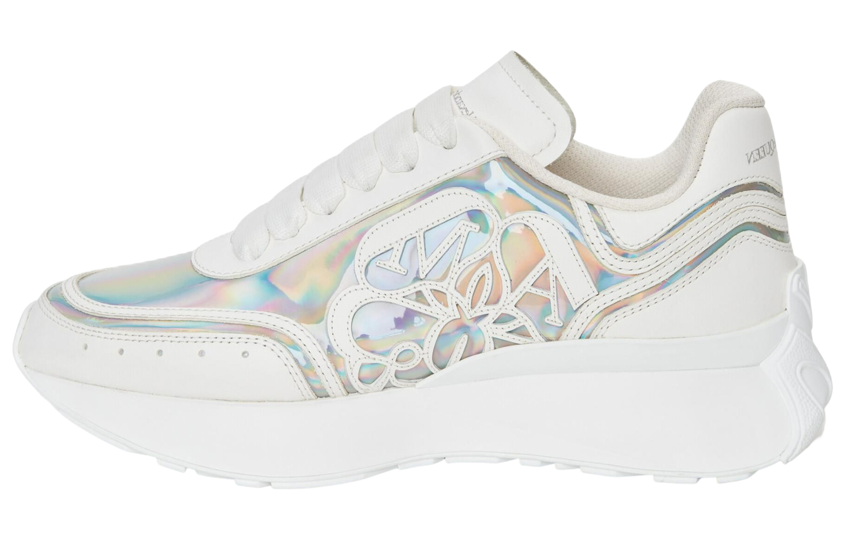 Женские кроссовки Alexander McQueen Sprint Runner (бело-серебристые)