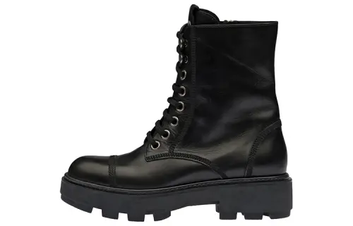 MIU MIU Leather Combat Boots Ankle Boots Women's Black