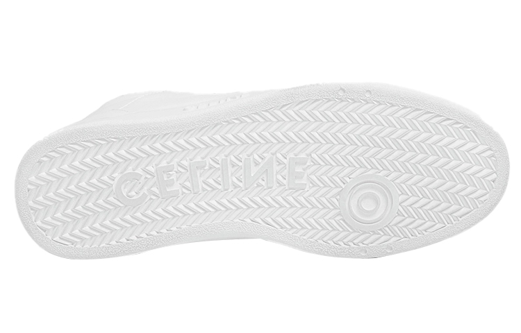 CELINE Cow Leather Mid top Skateboard Shoes Women's Neon White